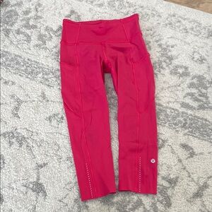 Lululemon pink capri fast and free leggings